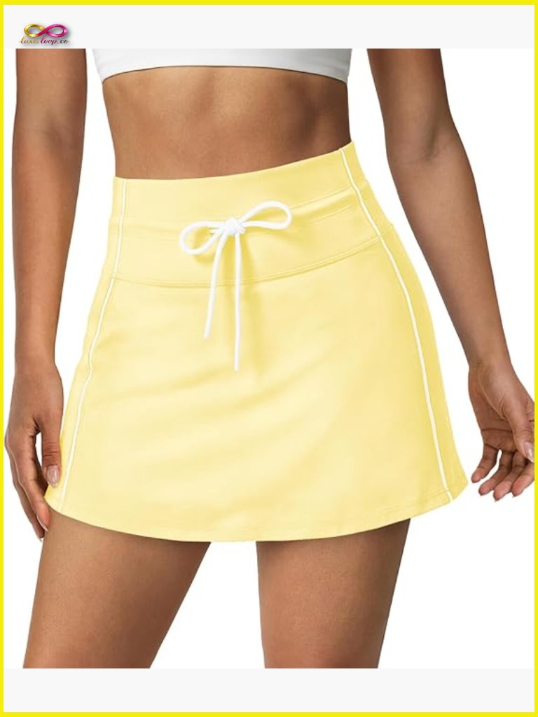 High Waisted Tennis Skort With Built-In Shorts And Pockets Athletic Golf